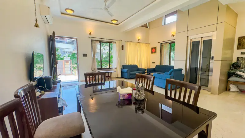 Dining table beside the living room